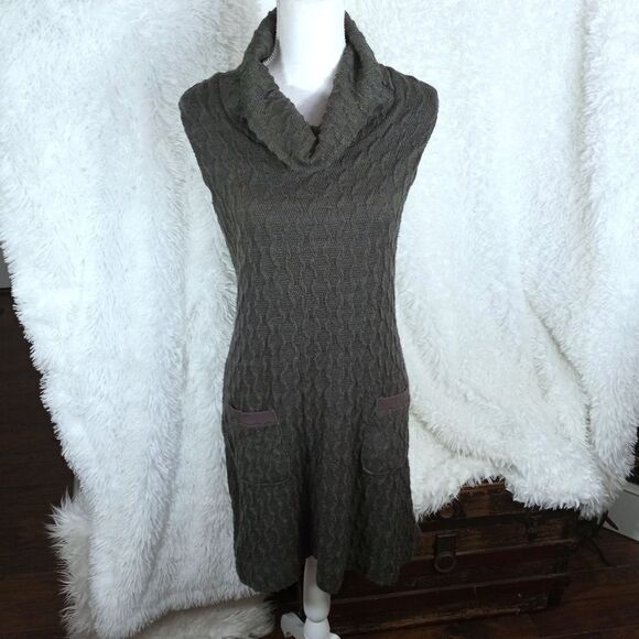 RHAPSADY GRAY COWL-NECK SWEATER DRESS SZ.L EUC - Picture 2 of 8